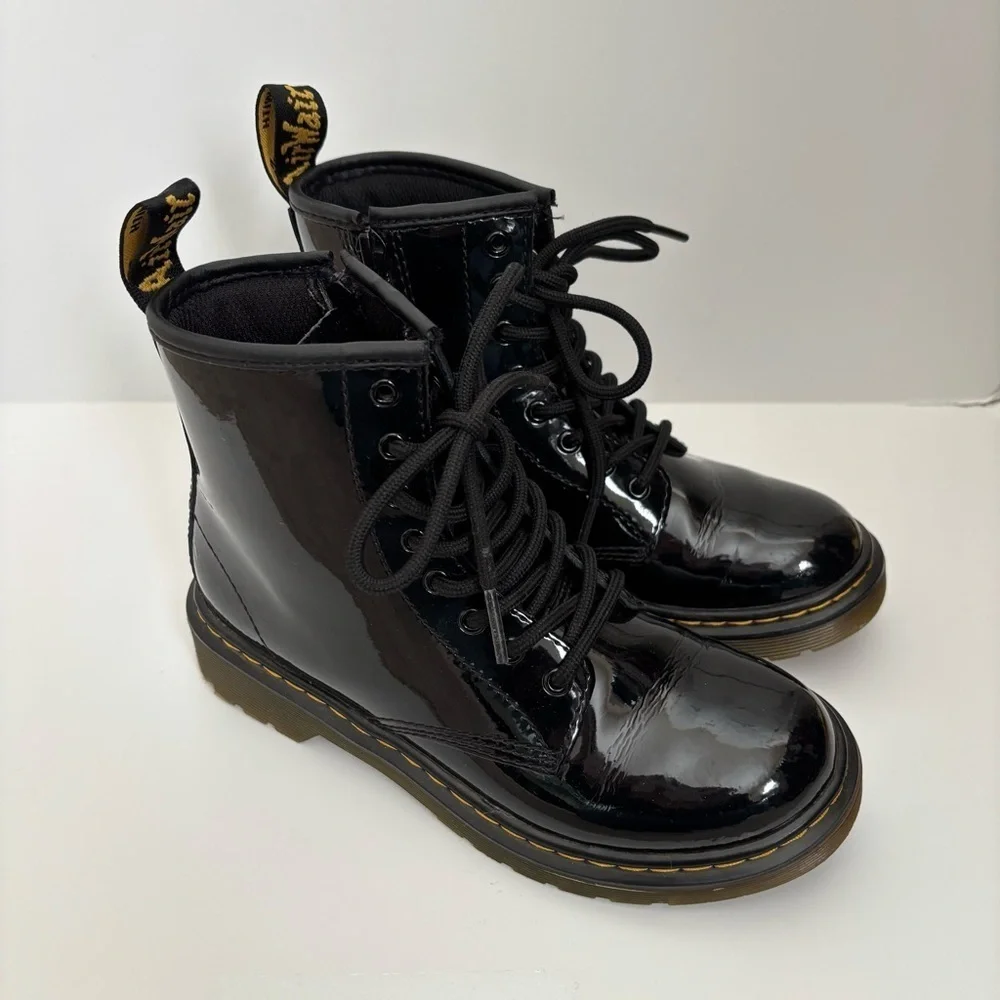 Dr. Martens 1460 Black Patent Leather Kids Boots Size US 2